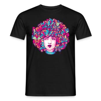 Afro Girl Butterfly Black Story Melani - Men's T-Shirt - black - Front - AI Model Male 178 light (178cm)