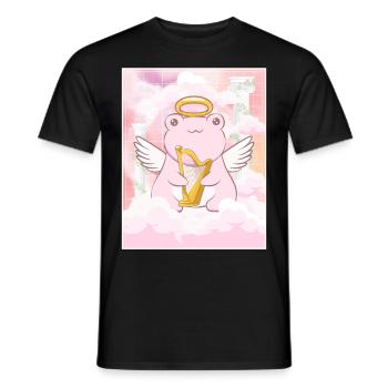 Angelcore Aesthetic Kawaii Frog Angel Harpist - Men's T-Shirt - black - Front - AI Model Male 178 light (178cm)