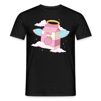 Angelcore Aesthetic Kawaii Erdbeer-Milch-Engel - Männer T-Shirt - Schwarz - Vorne - AI Model Male 178 light (178cm)
