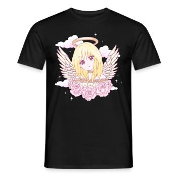 Angelcore Ästhetische Anime Mädchen Rosen Engel Ha - Männer T-Shirt - Schwarz - Vorne - AI Model Male 178 light (178cm)