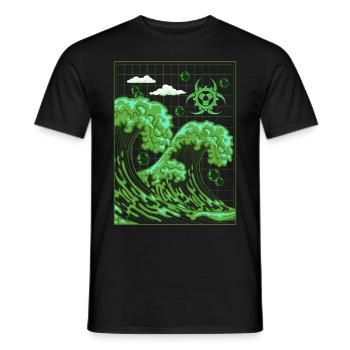 Biopunk Big Wave Before Kanagawa Biopunk Aesthetics - Men's T-Shirt - black - Front - AI Model Male 178 light (178cm)