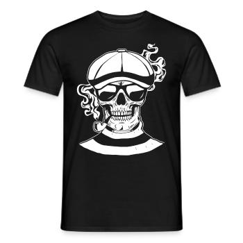 Beatnik Gothic Skull Pipe Goth Vintage Retro - Men's T-Shirt - black - Front - AI Model Male 178 light (178cm)