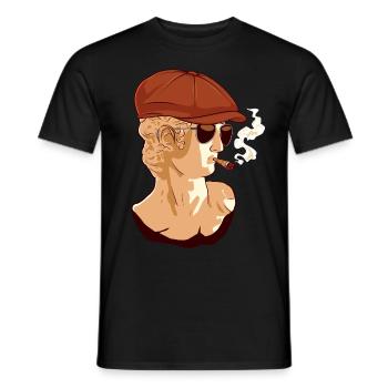 Beatnik David Statue Smoking Funny Greek S - Men's T-Shirt - black - Front - AI Model Male 178 light (178cm)