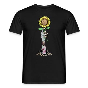 Zombiecore Ästhetische Skelett Hand Sonnenblume - Männer T-Shirt - Schwarz - Vorne - AI Model Male 178 light (178cm)