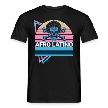 Afro Latino Gothic Skull Crossbone Retro - Men's T-Shirt - black - Front - AI Model Male 178 light (178cm)