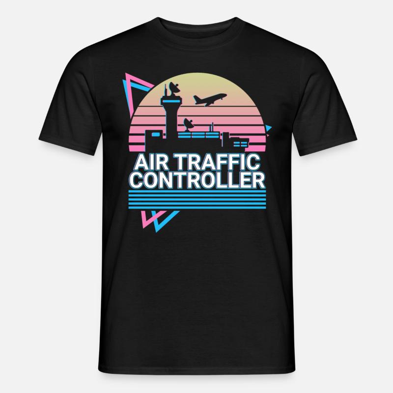 Contrôleur de la circulation aérienne ATC Flight Control Retro - T-shirt homme - noir