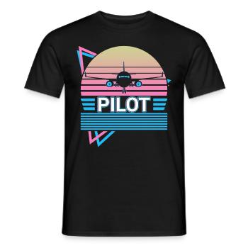 Pilot Flugzeug Aviator Luftfahrt Retro - Männer T-Shirt - Schwarz - Vorne - AI Model Male 178 light (178cm)