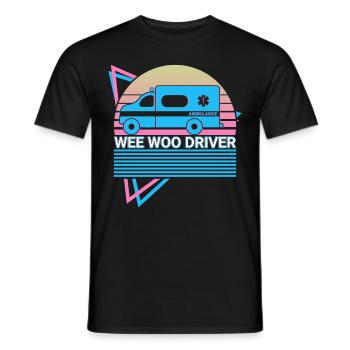 Wee Woo Driver Ambulance Driver Retro - Men's T-Shirt - black - Front - AI Model Male 178 light (178cm)