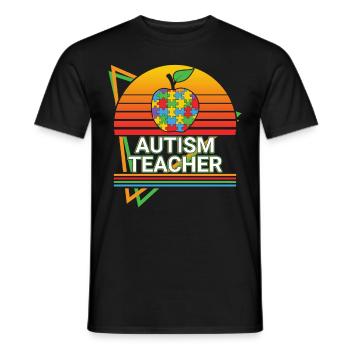 Autism Teacher Retro - Men's T-Shirt - black - Front - AI Model Male 178 light (178cm)