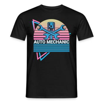 Car mechanic Car mechanic Retro - Men's T-Shirt - black - Front - AI Model Male 178 light (178cm)