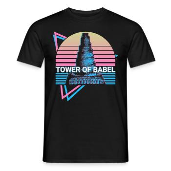 Turm von Babel Retro - Männer T-Shirt - Schwarz - Vorne - AI Model Male 178 light (178cm)