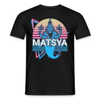 Matsya Hindu-Mythologie Retro - Männer T-Shirt - Schwarz - Vorne - AI Model Male 178 light (178cm)