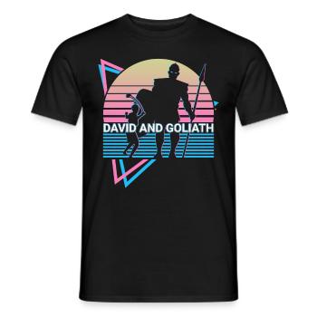 David and Goliath Christianity Retro - Men's T-Shirt - black - Front - AI Model Male 178 light (178cm)