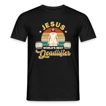 Jesus Weightlifter - Men's T-Shirt - black - Front - AI Model Male 178 light (178cm)