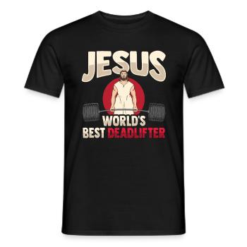 Jesus Weightlifter - Men's T-Shirt - black - Front - AI Model Male 178 light (178cm)
