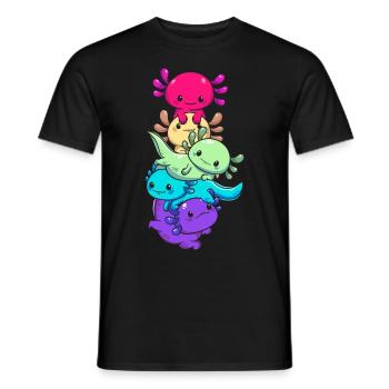 Subtle Gay Pride Flag Kawaii Axolotl LGBTQ - Männer T-Shirt - Schwarz - Vorne - AI Model Male 178 light (178cm)
