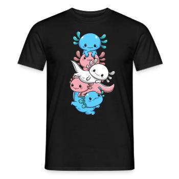 Subtle Transgender Pride Flag Kawaii Axolotl LGBTQ - Men's T-Shirt - black - Front - AI Model Male 178 light (178cm)