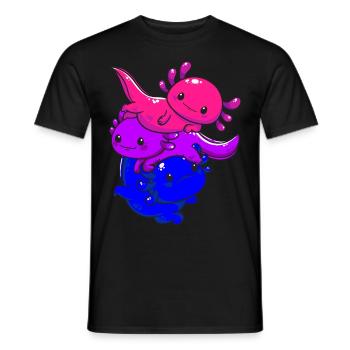 Subtle Bi Pride Bisexual Flag Kawaii Axolotl LGBTQ - Männer T-Shirt - Schwarz - Vorne - AI Model Male 178 light (178cm)