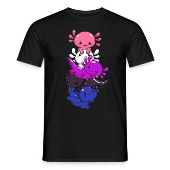 Subtle Genderfluid Flag Kawaii Axolotl LGBTQ - Men's T-Shirt - black - Front - AI Model Male 178 light (178cm)