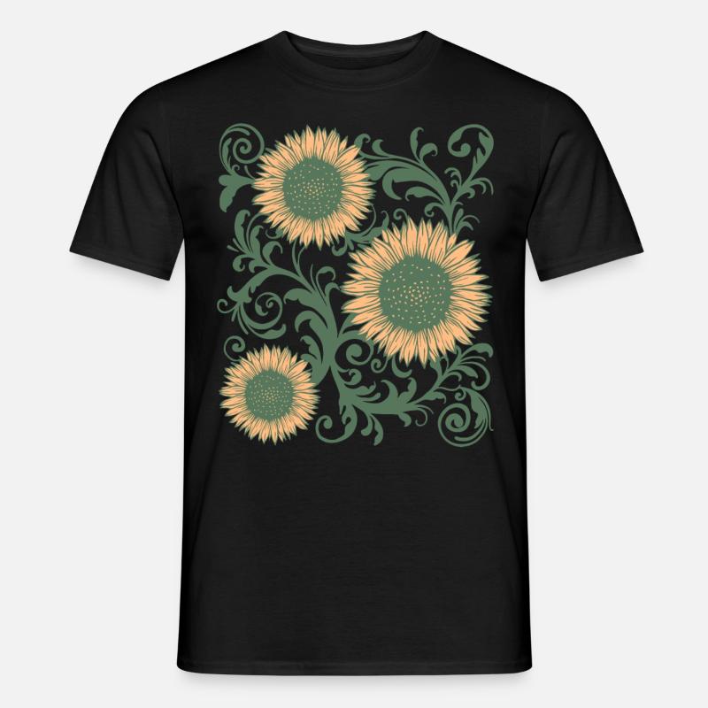 Baroque Aesthetic Sunflower Pattern Dark Academia - Männer T-Shirt - Schwarz