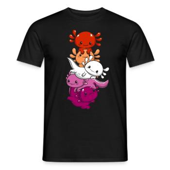 Subtle Lesbian Pride Flag Kawaii Axolotl LGBTQ - Men's T-Shirt - black - Front - AI Model Male 178 light (178cm)