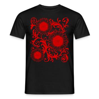 Baroque Aesthetic Sunflower Pattern Dark Academia - Men's T-Shirt - black - Front - AI Model Male 178 light (178cm)