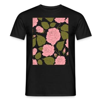 Esthétique Rose Motif Floral Baroque - T-shirt homme - noir - Devant - AI Model Male 178 light (178cm)