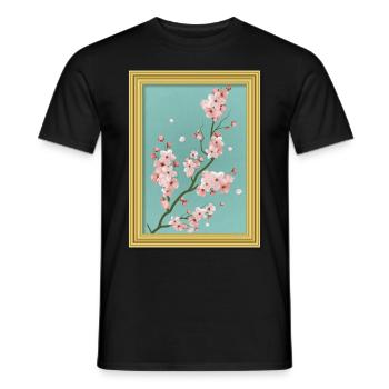 Esthétique baroque Fleur de cerisier japonais - T-shirt homme - noir - Devant - AI Model Male 178 light (178cm)