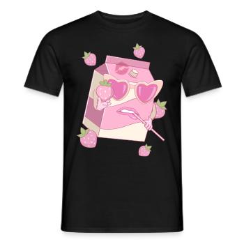 Coquette Esthétique Lait de Fraise Rose Centre-Ville - T-shirt homme - noir - Devant - AI Model Male 178 light (178cm)