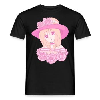 Coquette Esthétique Rose Anime Girl Centre-ville - T-shirt homme - noir - Devant - AI Model Male 178 light (178cm)