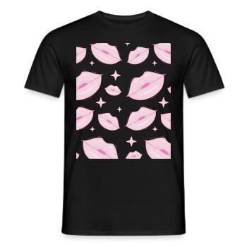 Coquette Esthétique Pink Kisses Rouge à lèvres Centre-ville - T-shirt homme - noir - Devant - AI Model Male 178 light (178cm)