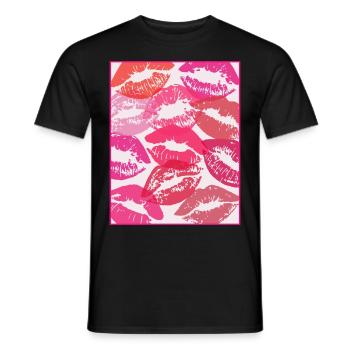 Coquette Esthétique Pink Kisses Valentines Day Lèvres - T-shirt homme - noir - Devant - AI Model Male 178 light (178cm)
