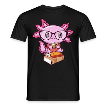 Downtown Girl Aesthetic Kawaii Axolotl Bookworm - T-shirt homme - noir - Devant - AI Model Male 178 light (178cm)