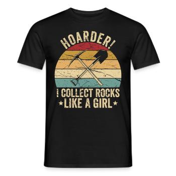Funny Rock Hunting Girl - Men's T-Shirt - black - Front - AI Model Male 178 light (178cm)