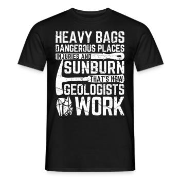Funny Geology Geologist Rock Hunting - Men's T-Shirt - black - Front - AI Model Male 178 light (178cm)