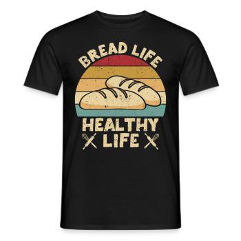 Funny bread baker - Men's T-Shirt - black - Front - AI Model Male 178 light (178cm)