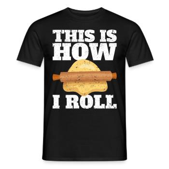 Funny bread baker - Men's T-Shirt - black - Front - AI Model Male 178 light (178cm)
