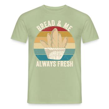 Funny bread baker - Men's T-Shirt - sage - Front - AI Model Male 178 light (178cm)