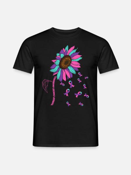 Thyriod Cancer Awareness Sunflower - Men's T-Shirt - black