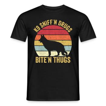 Policier Chien Police Vintage - T-shirt homme - noir - Devant - AI Model Male 178 light (178cm)