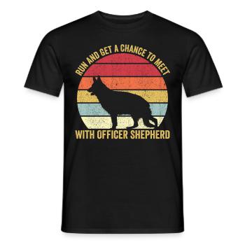 Policeman Police Dog Vintage - Men's T-Shirt - black - Front - AI Model Male 178 light (178cm)