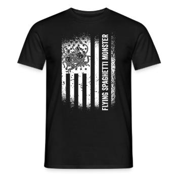 Fliegendes Spaghettimonster US-Flagge Pastafari - Männer T-Shirt - Schwarz - Vorne - AI Model Male 178 light (178cm)