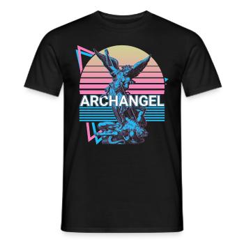 Erzengel Michael Sankt Michael Retro - Männer T-Shirt - Schwarz - Vorne - AI Model Male 178 light (178cm)