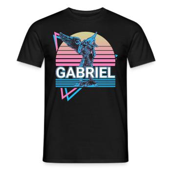 Gabriel Erzengel Retro - Männer T-Shirt - Schwarz - Vorne - AI Model Male 178 light (178cm)