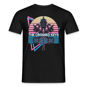 The crossed keys Vatican flag St. Andrew - Men's T-Shirt - black - Front - AI Model Male 178 light (178cm)