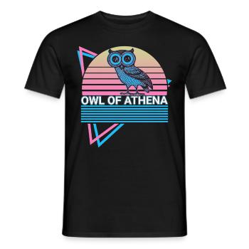 Eule der Athene Retro - Männer T-Shirt - Schwarz - Vorne - AI Model Male 178 light (178cm)