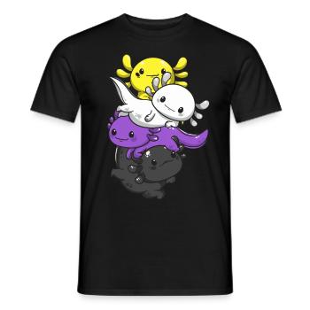 Non-binary pride kawaii axolotl pile nonbinä - T-shirt homme - noir - Devant - AI Model Male 178 light (178cm)