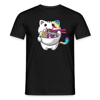 Kawaii Katze Japanische Ramen Nudeln Regenbogen Ni - Männer T-Shirt - Schwarz - Vorne - AI Model Male 178 light (178cm)