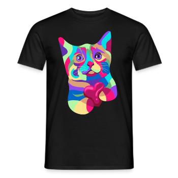 Katze Herz Aquarell Kunst - Männer T-Shirt - Schwarz - Vorne - AI Model Male 178 light (178cm)