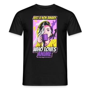 Lustiges nicht-binäres Anime-Mädchen Nur ein nicht - Männer T-Shirt - Schwarz - Vorne - AI Model Male 178 light (178cm)